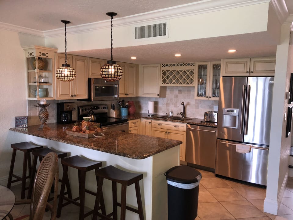 Kitchen stainless steel appliances.
