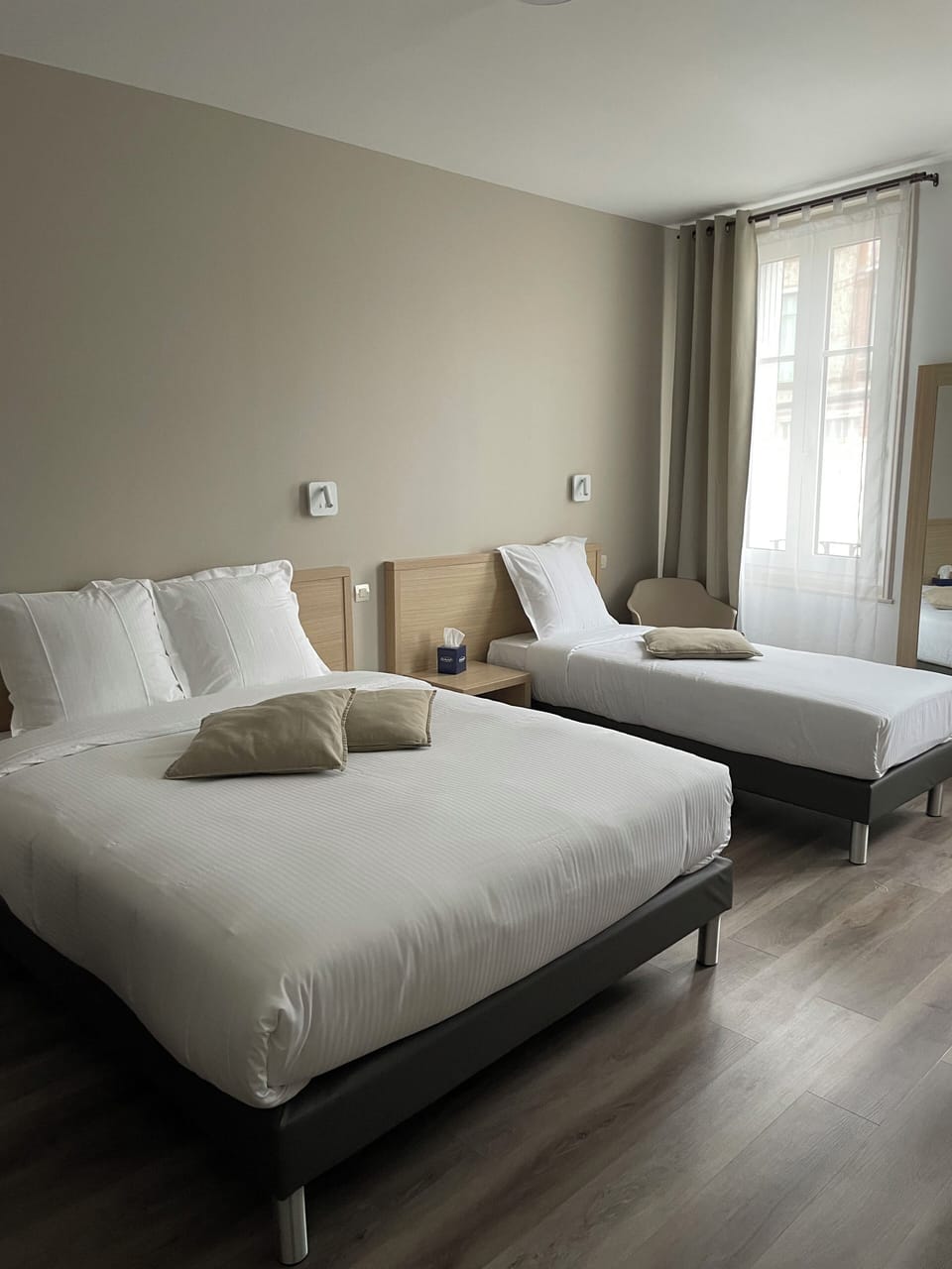 Comfort Triple Room | Premium bedding, desk, laptop workspace, iron/ironing board