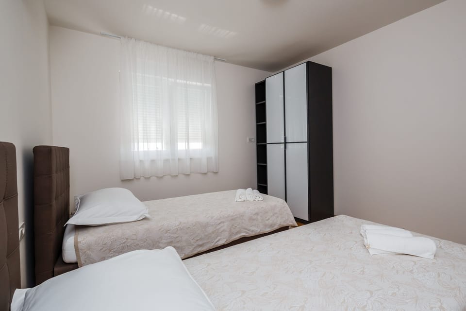 Sleeping room with en suite bathroom.