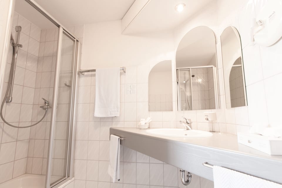 Shower, free toiletries, hair dryer, slippers