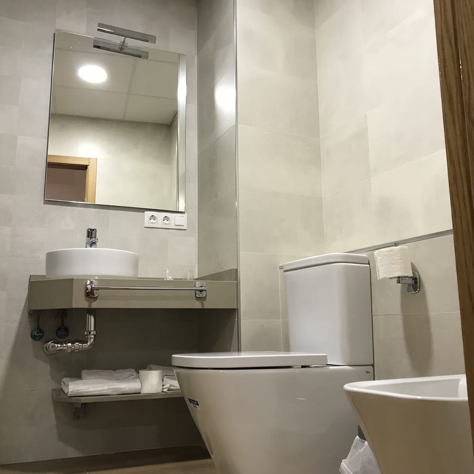 Free toiletries, hair dryer, bidet, towels