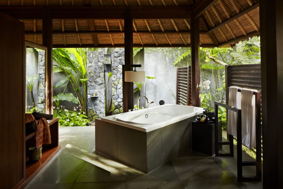 One Bedroom Deluxe Pool Villa - Massage Included | Bathroom | Separate tub and shower, rainfall showerhead, eco-friendly toiletries
