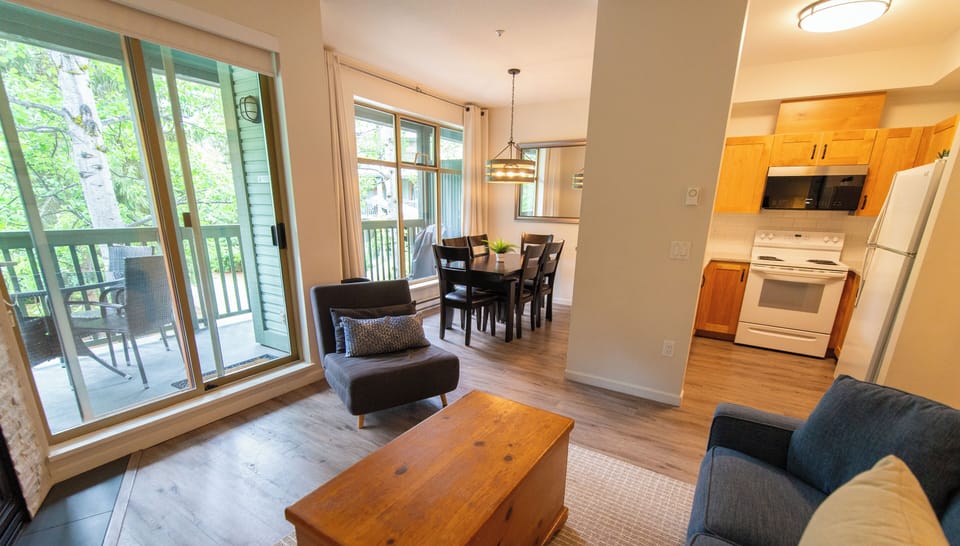 Open concept living area with gas fireplace