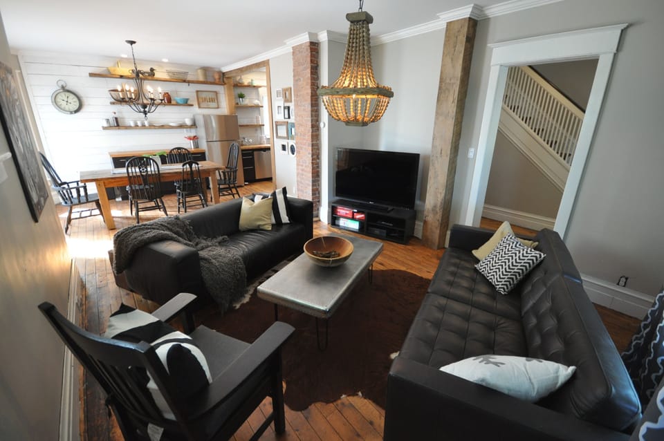 Living room open to dining area and kitchen 
