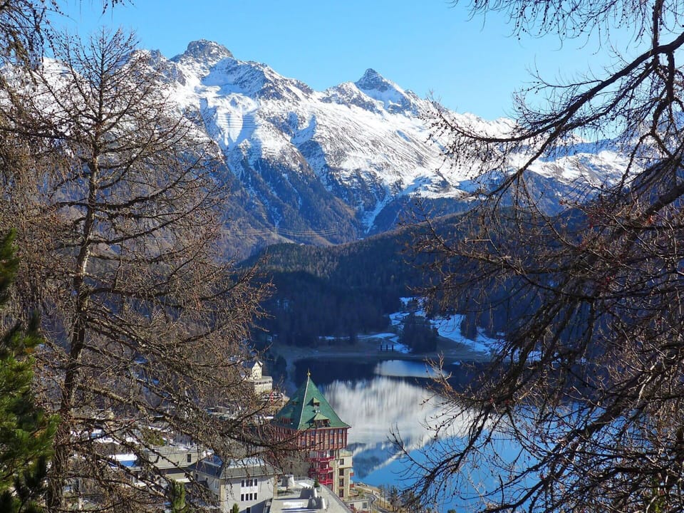 Sky, Mountain, Water, Snow, Nature, Natural Landscape, Larch, Tree, Slope, Plant