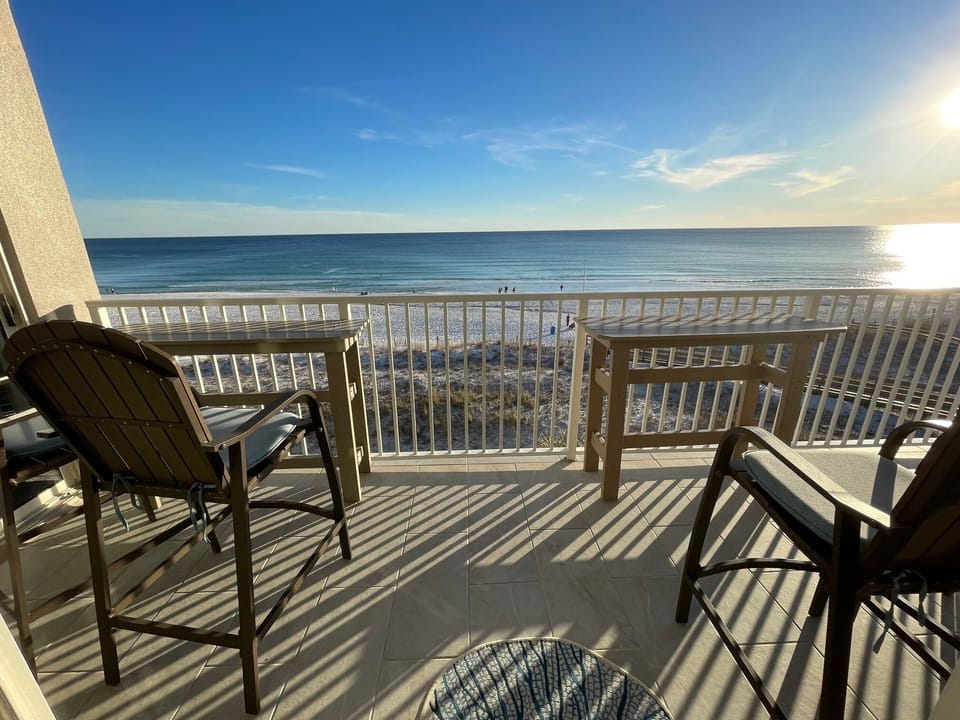 Private Balcony from the family room or master bedroom two tables and 4 chairs