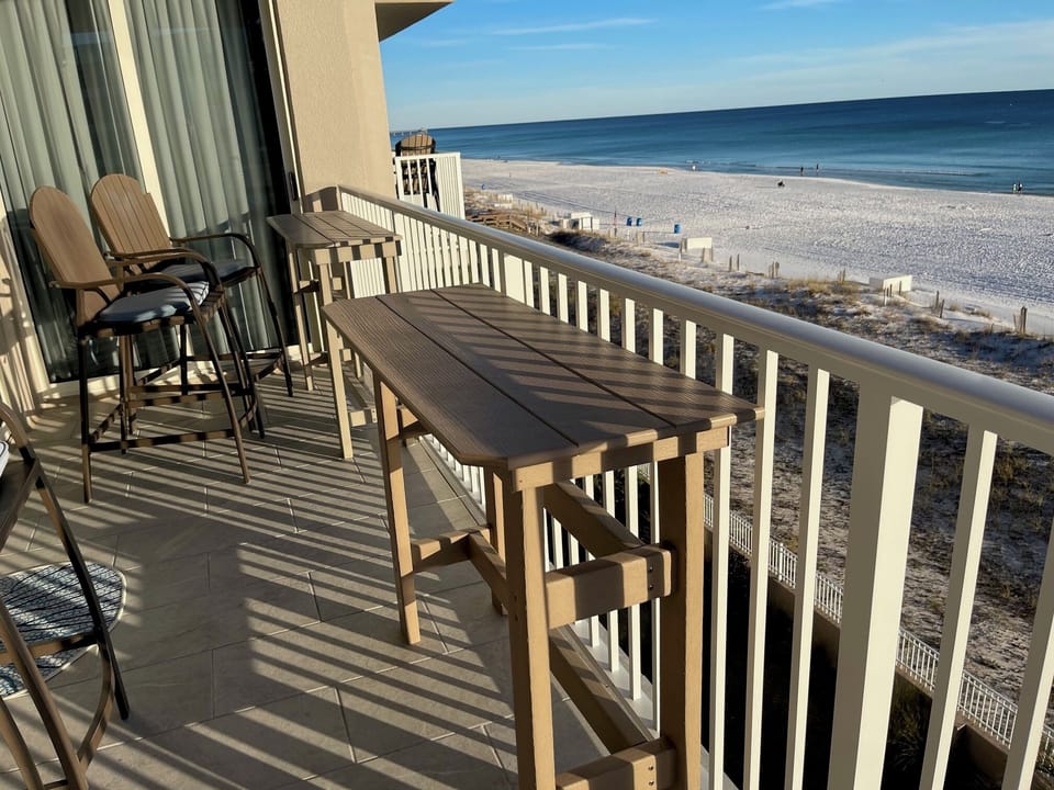Private Balcony - two tables and high top chairs