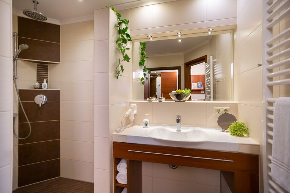 Hair dryer, towels