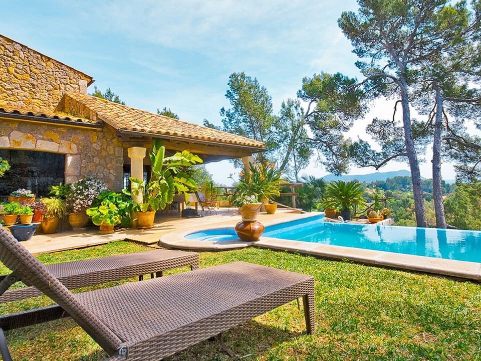 Views  to the porch of the house from the wonderful pool.