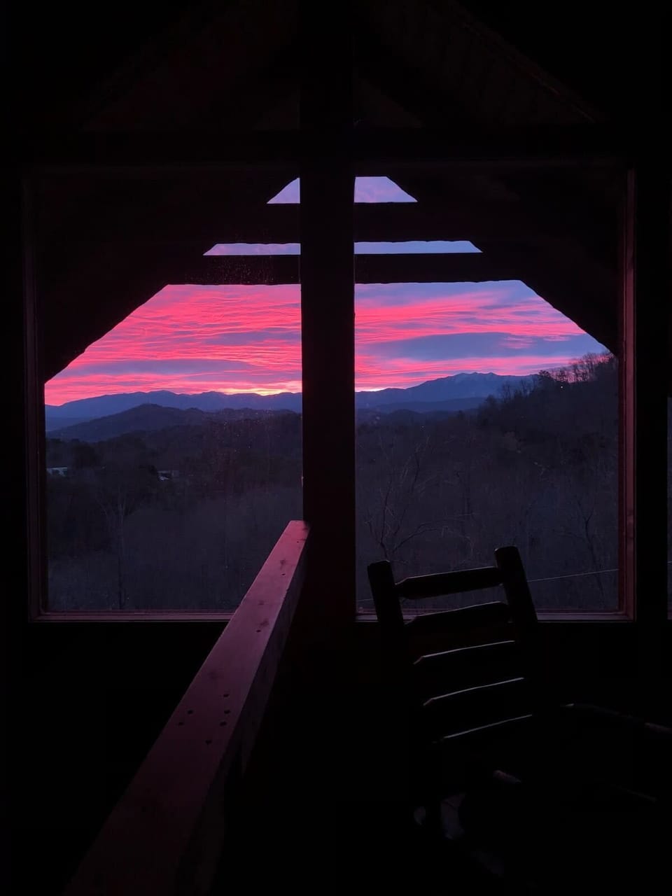 Sunrise from the loft. Photo taken by our guest, Alexandria Markiewicz, week of Jan 18, 2021.
