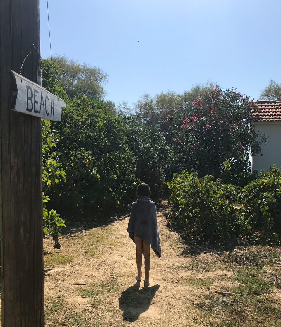 From garden to beach in less than a minute.....