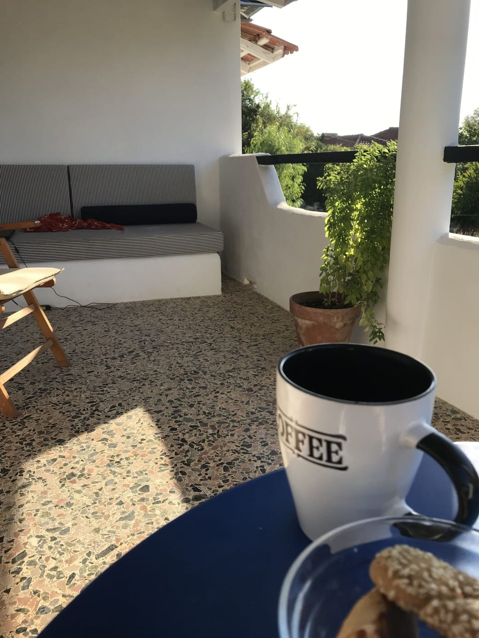 Morning coffee on the seaward balcony