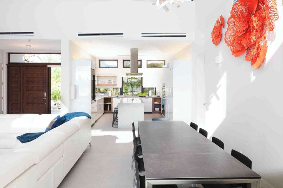 Formal dining area with seating for 10 guests. 
