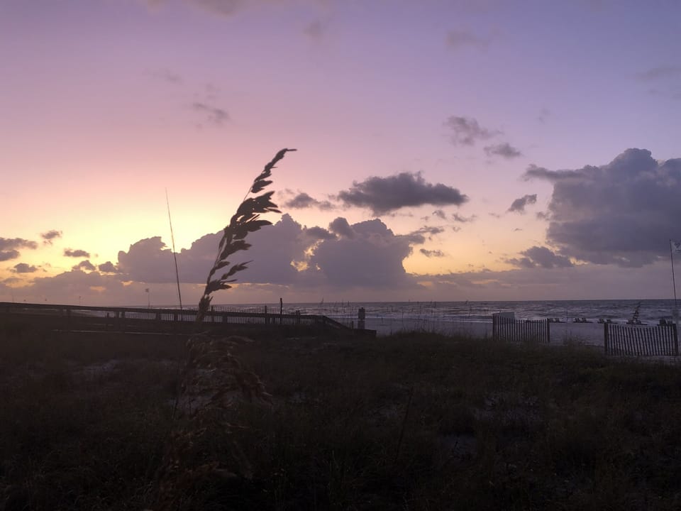 Sunrise from the boardwalk to the beach.