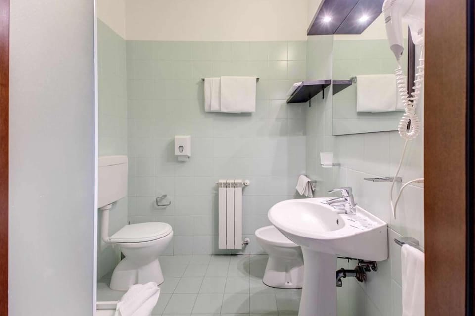 Shower, free toiletries, hair dryer, bidet