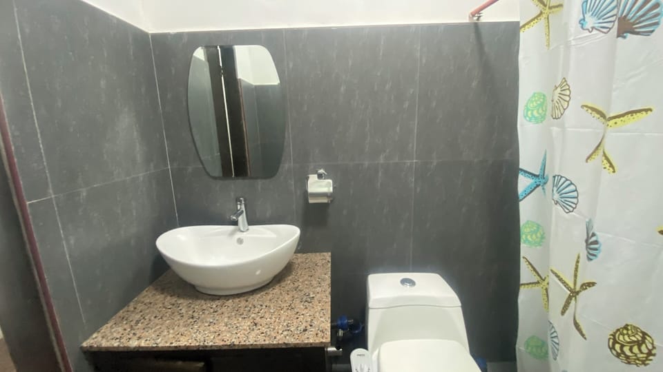 Shower, rainfall showerhead, free toiletries, bidet