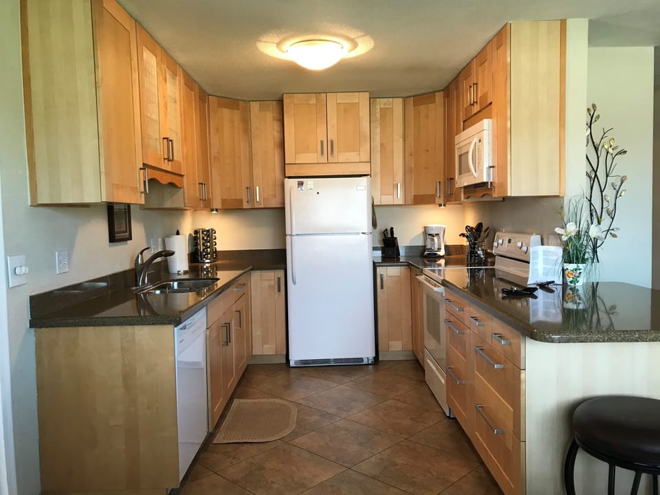 Good lighting in kitchen for cooking.