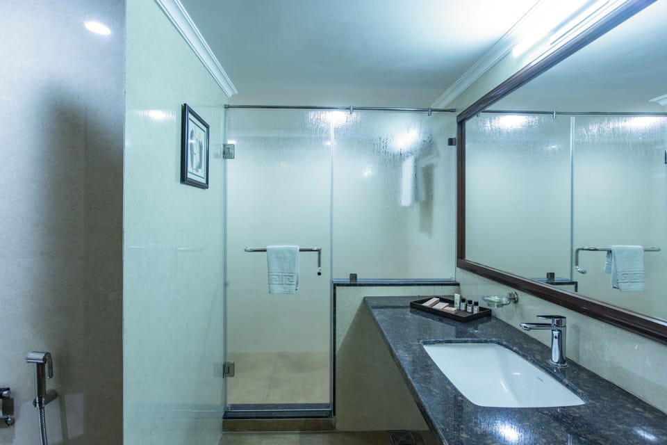 Suite | Bathroom | Free toiletries, hair dryer, slippers, towels