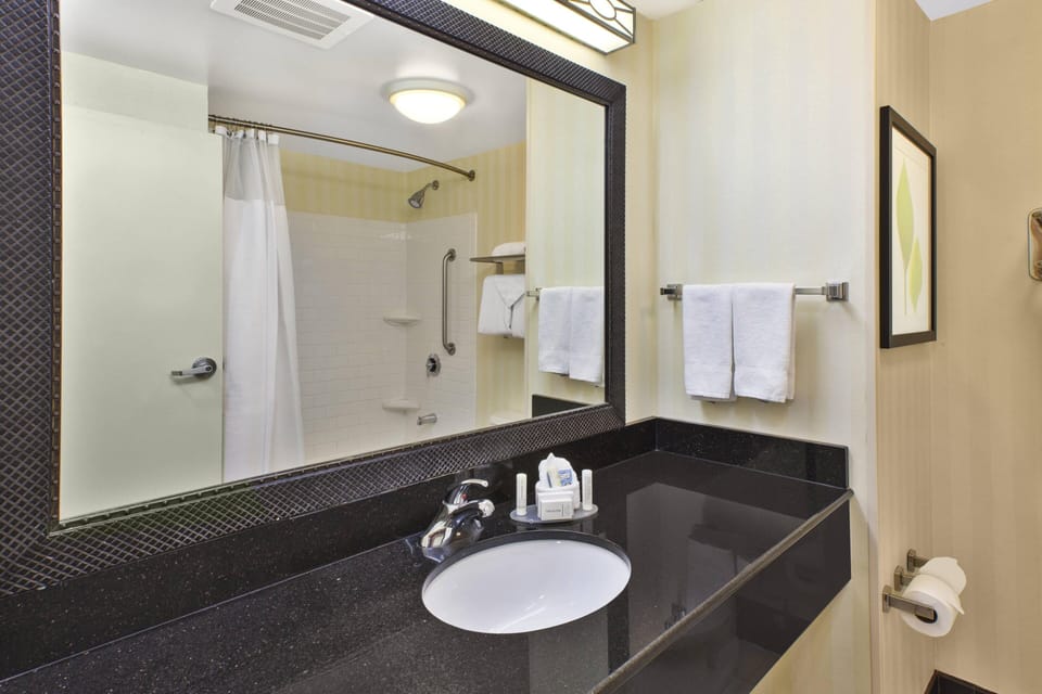 Free toiletries, hair dryer, towels