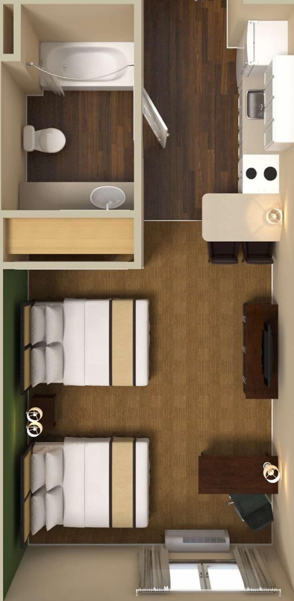 Studio, 2 Queen Beds, Non Smoking | Desk, laptop workspace, free WiFi, bed sheets