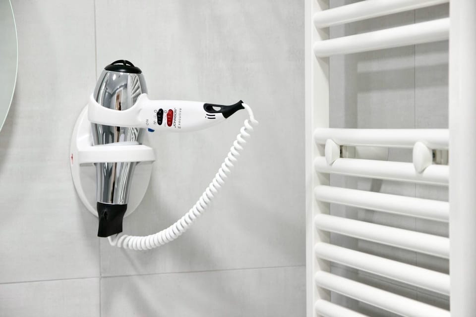 Shower, free toiletries, hair dryer, bidet