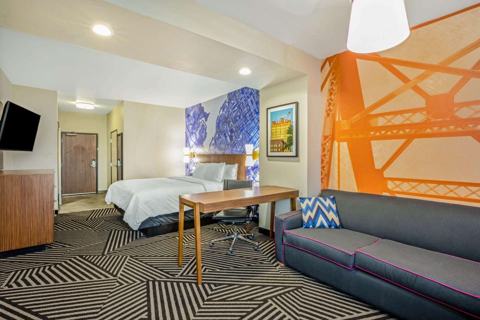 Down comforters, pillowtop beds, desk, free WiFi