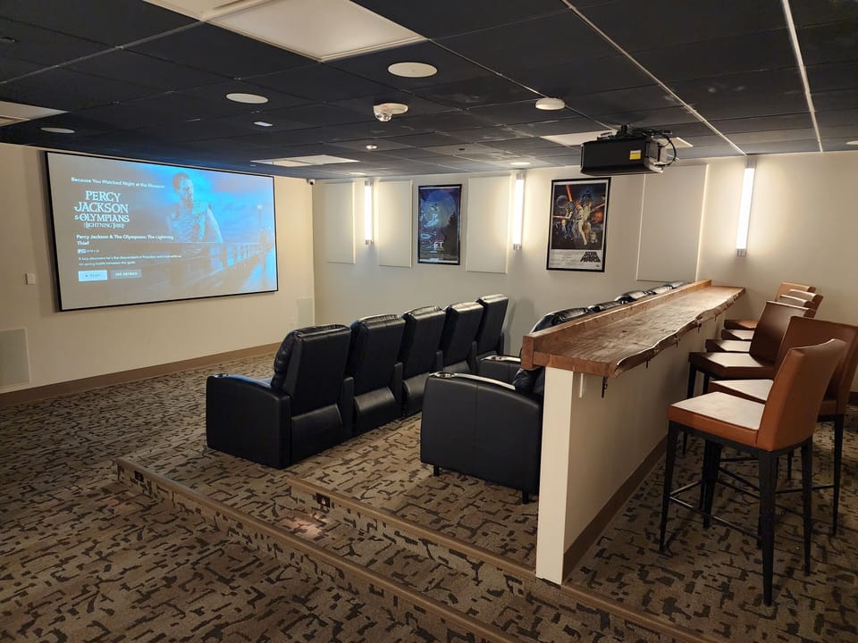 Free movie room available for reservations.