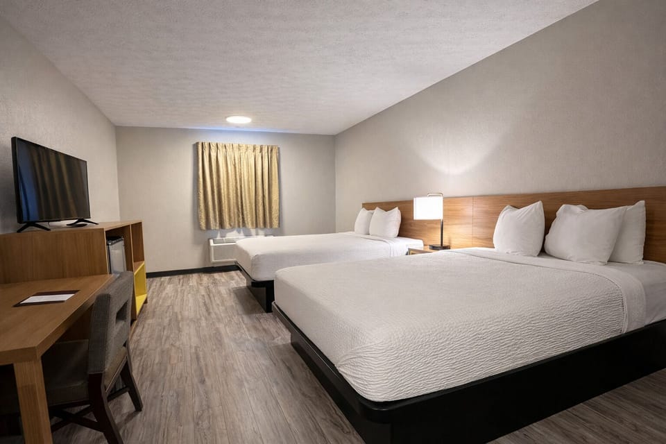 Double Room, 2 Double Beds | Desk, laptop workspace, blackout drapes, iron/ironing board (on request)