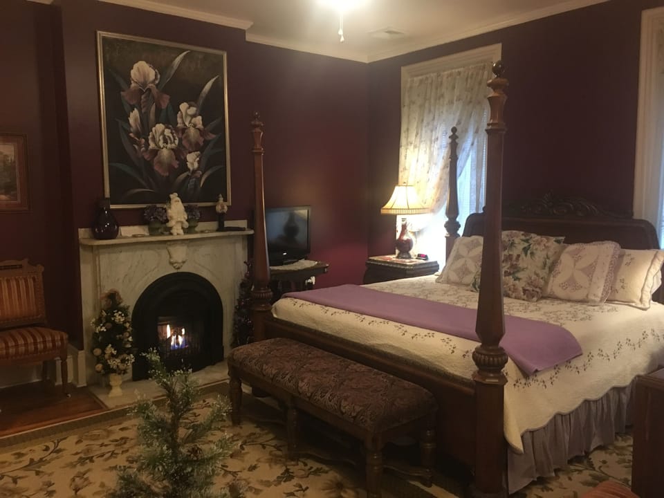 King Suite, Fireplace, Private Bath with Shower and Jacuzzi Spa Bath | Individually decorated, individually furnished, iron/ironing board