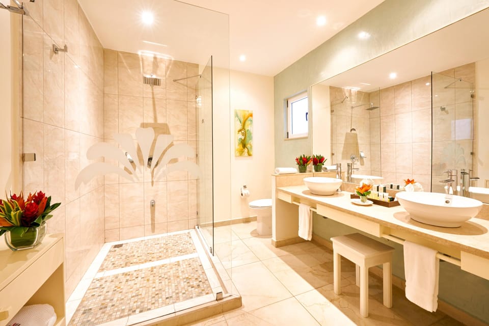 Master Suite | Bathroom | Shower, free toiletries, hair dryer, bathrobes