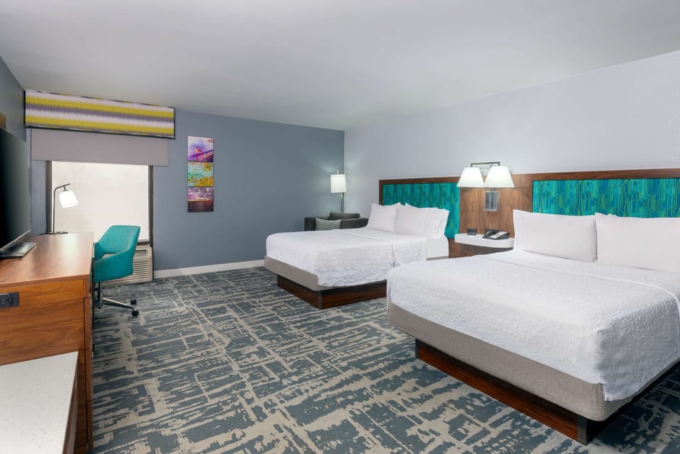Room, 2 Double Beds, Non Smoking (Shower Only) | Premium bedding, pillowtop beds, blackout drapes, iron/ironing board
