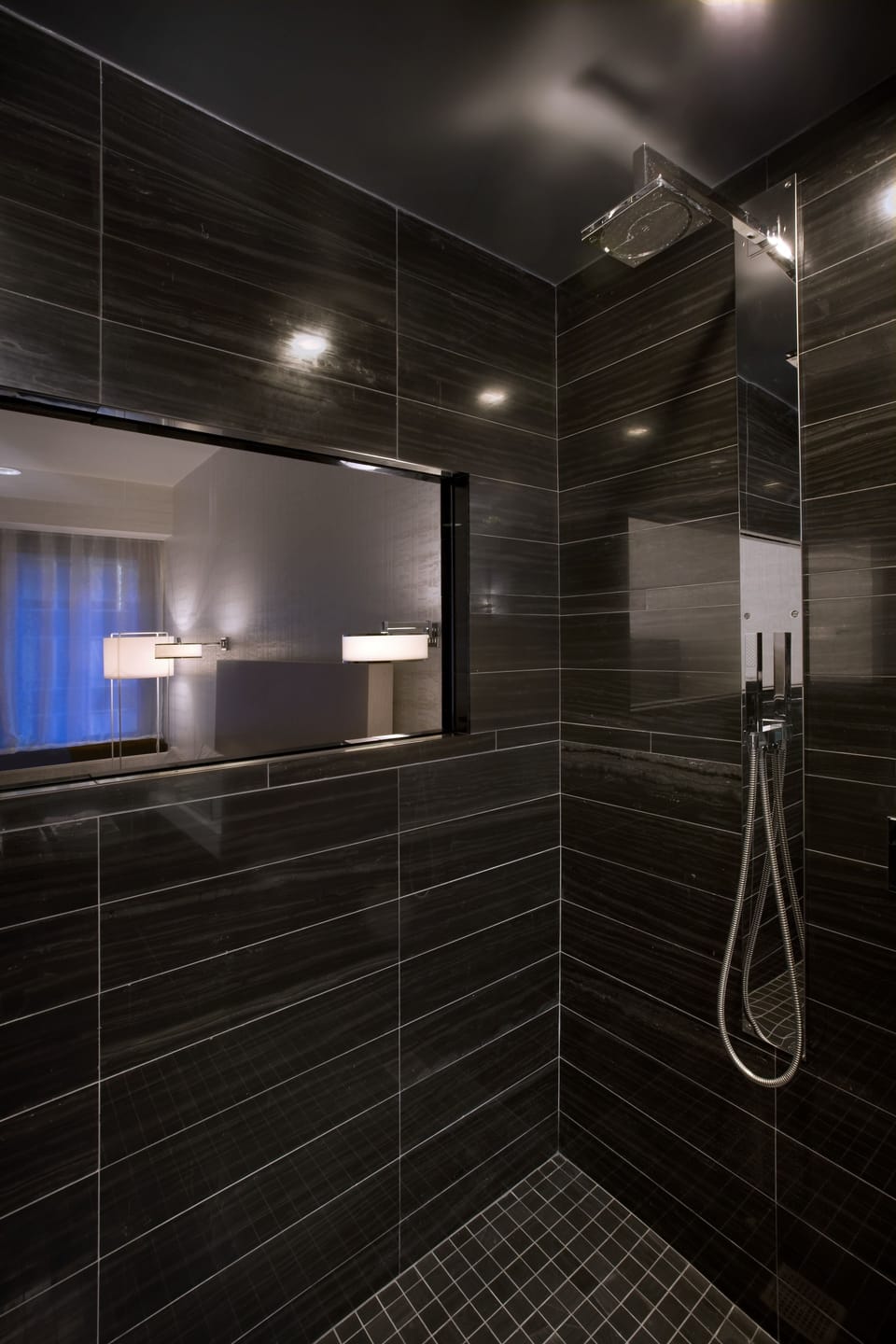 Designer toiletries, hair dryer, bathrobes, towels