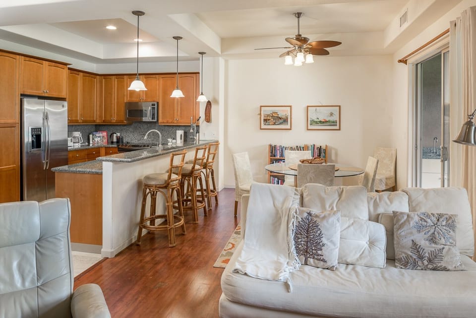 Kitchen, Dining, and Living Room
