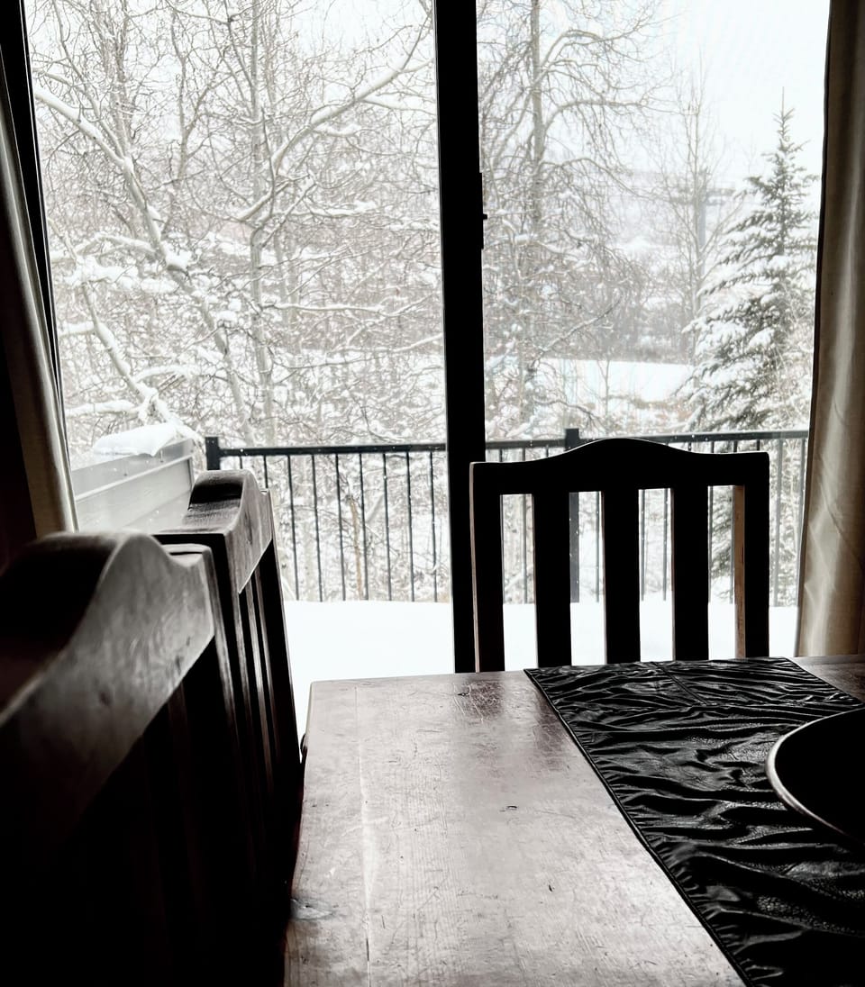 Dining Area Overlooks Aspens, Pines and the Waldorf Gondola ski trail.