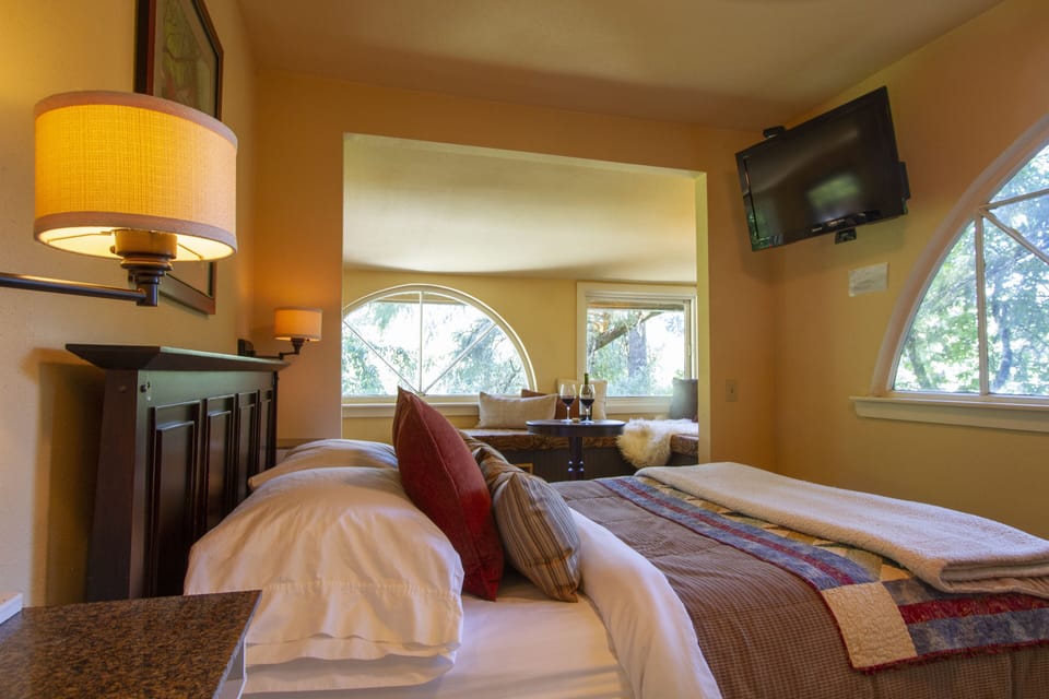 Bed and view of Forest