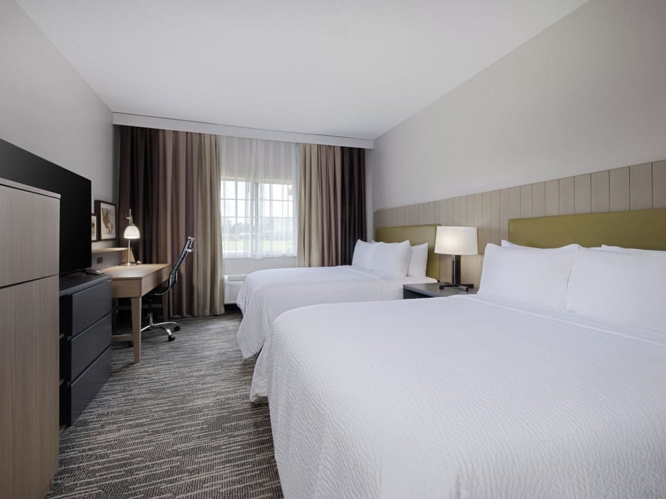 Standard Room, 2 Queen Beds, Accessible Bathtub (Communications, Mobility) | Premium bedding, desk, blackout drapes, iron/ironing board