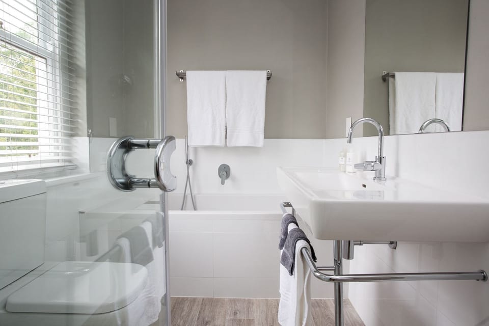 Garden View - Double | Bathroom | Separate tub and shower, free toiletries, hair dryer, towels