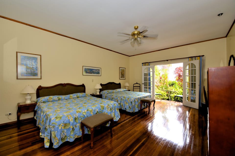 Deluxe Single Room, 2 Queen Beds, Patio, Garden View | Premium bedding, down comforters, in-room safe, individually furnished