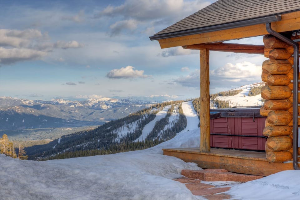 Step up onto front porch from private parking directly next to cabin.