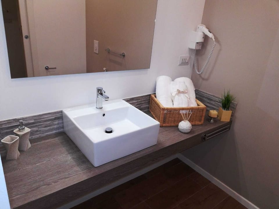 Superior Suite, 1 Queen Bed, Non Smoking | Bathroom | Shower, hydromassage showerhead, free toiletries, hair dryer