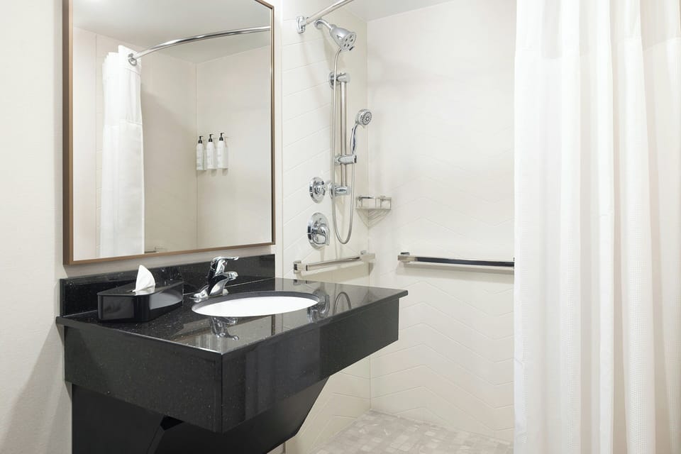 Free toiletries, hair dryer, towels