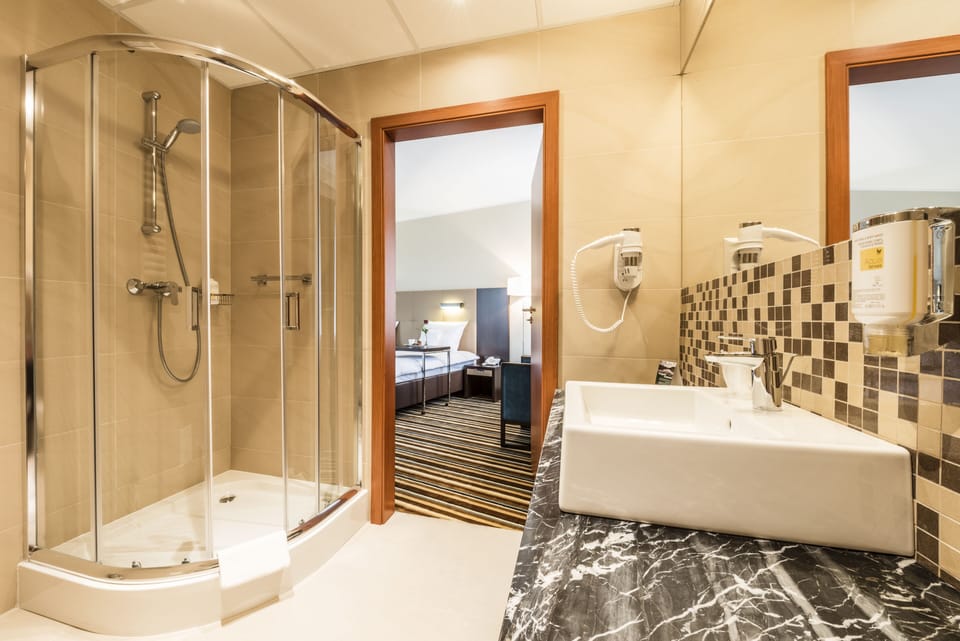 Free toiletries, hair dryer, towels