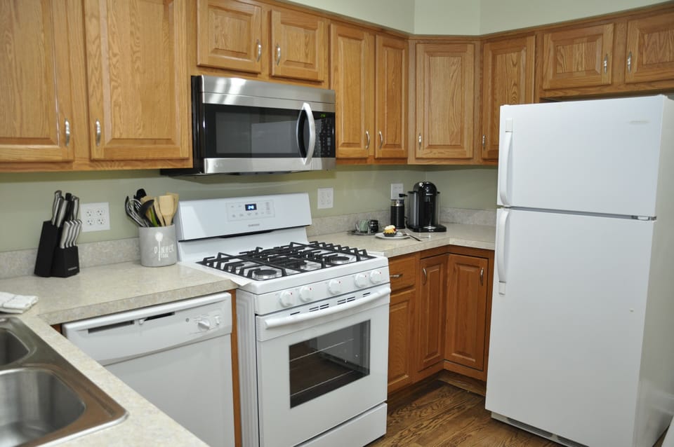 Stocked with basics for cooking.  You supply the food.