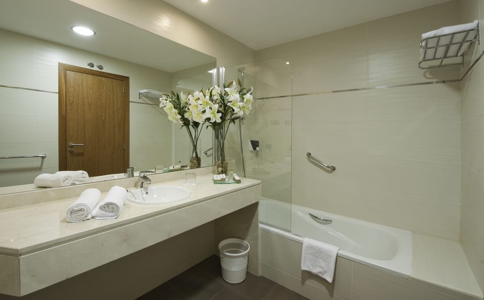 Free toiletries, hair dryer, bidet, towels