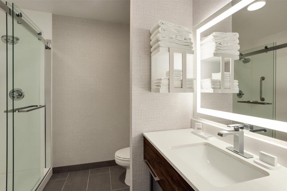 Room, 1 King Bed (Shower) | Bathroom | Free toiletries, hair dryer, towels