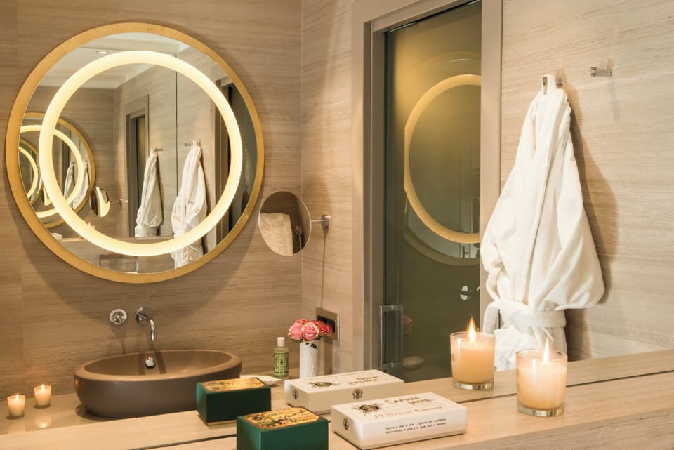 Eco-friendly toiletries, hair dryer, bathrobes, bidet