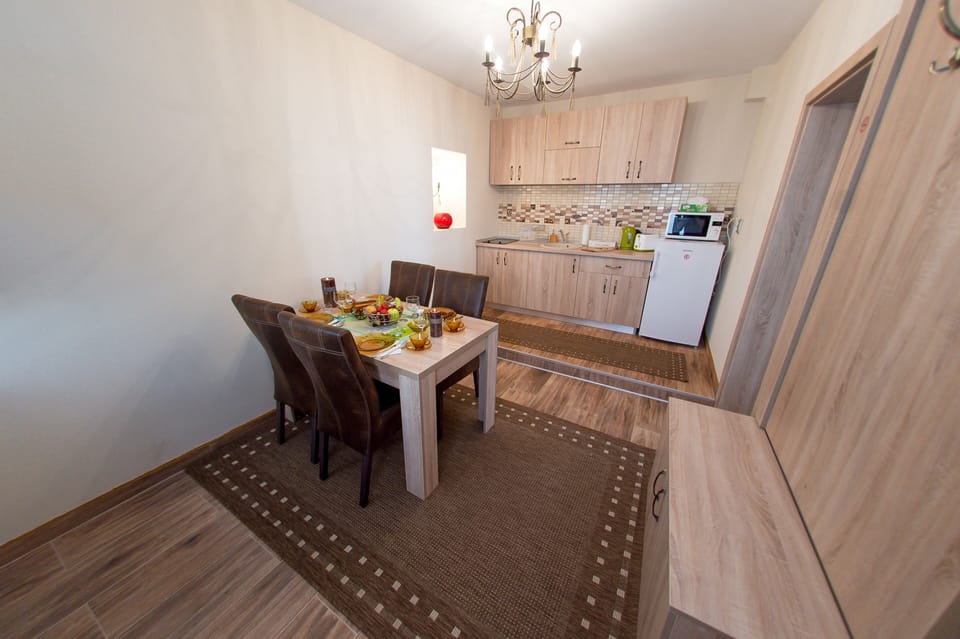 Deluxe Apartment | Private kitchen | Full-size fridge, microwave, stovetop, coffee/tea maker