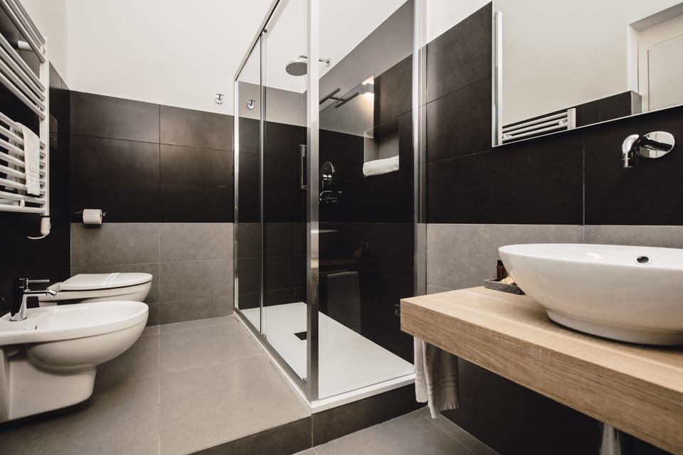 Shower, free toiletries, hair dryer, bathrobes