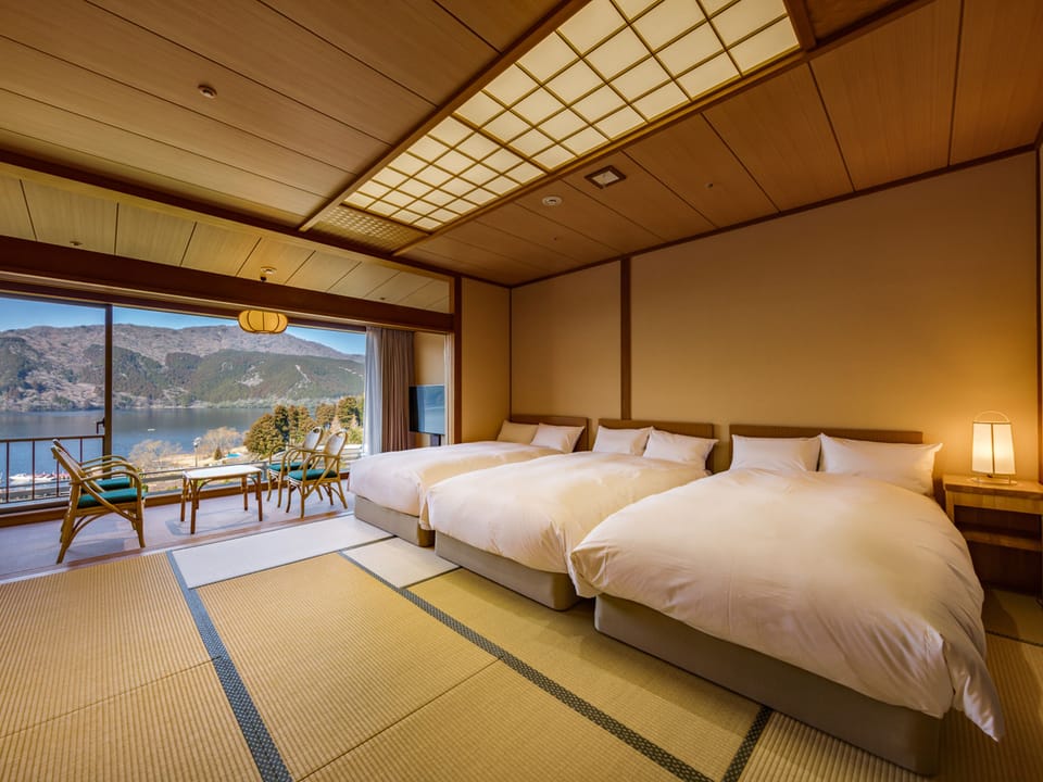 Traditional Japanese Room with Lake View, Triple Beds, Non Smoking | Premium bedding, in-room safe, desk, laptop workspace
