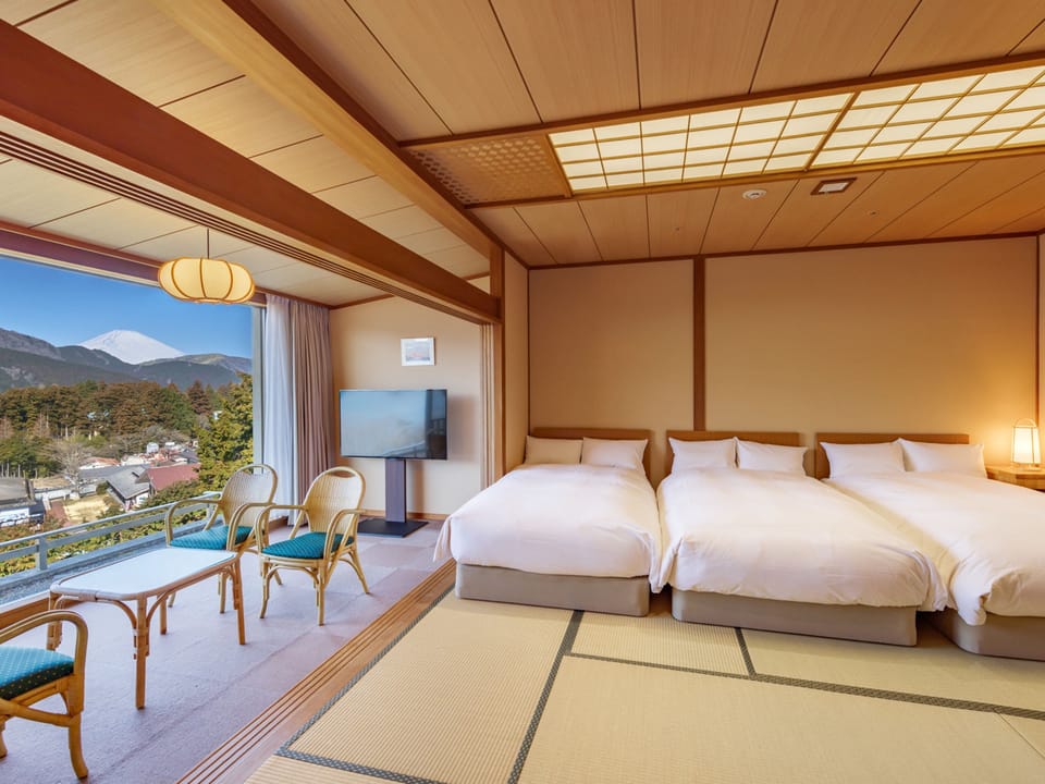 Traditional Japanese Room with Lake View, Triple Beds, Non Smoking | Premium bedding, in-room safe, desk, laptop workspace